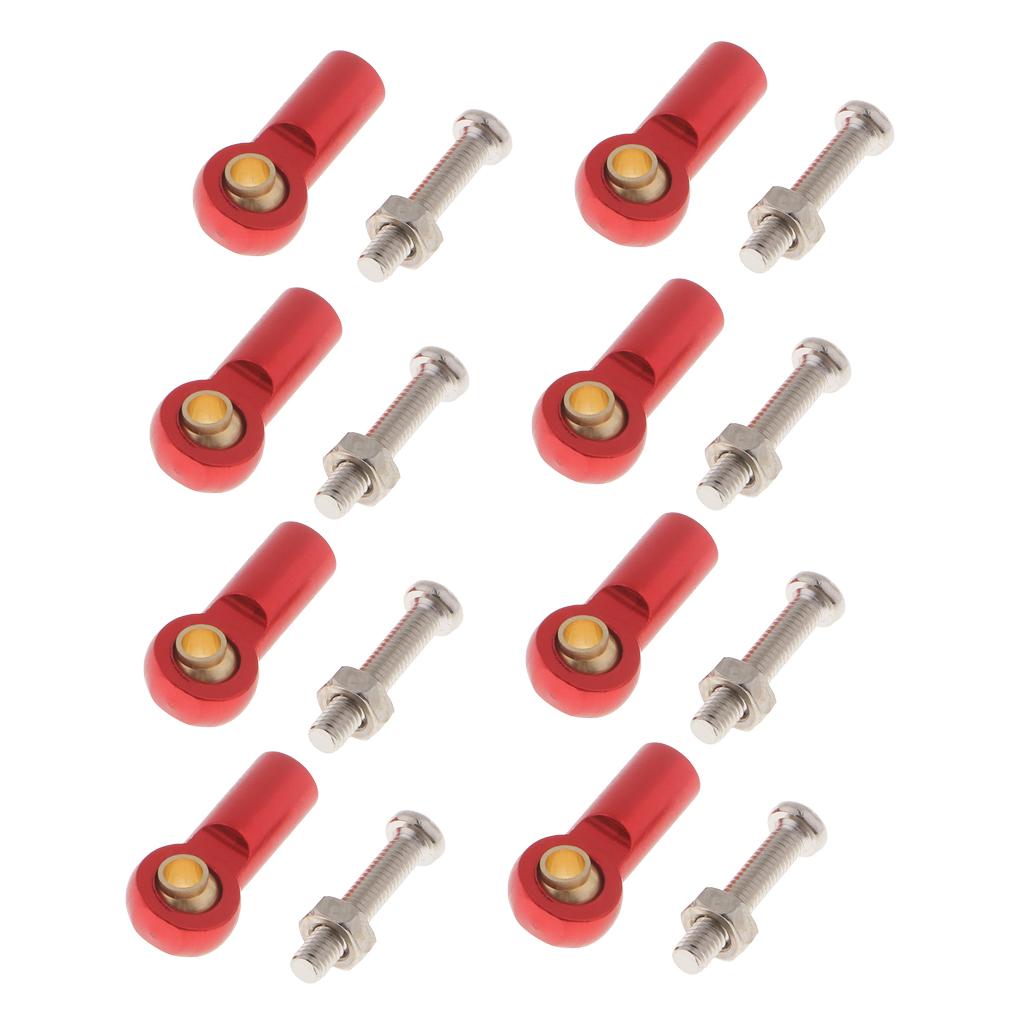 Aluminum Link Rod End Joint Steering Linkage Ball Head, Pack of 8 Red