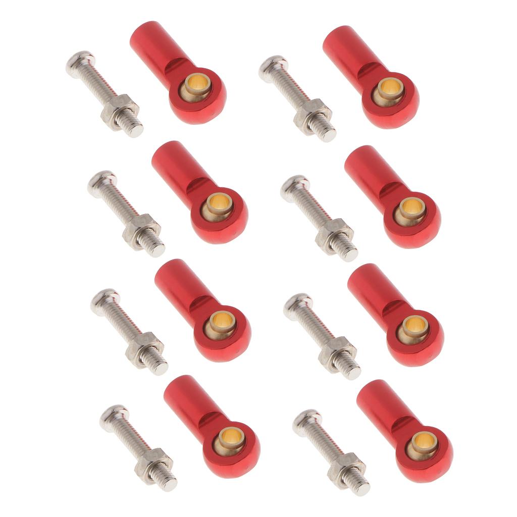 Aluminum Link Rod End Joint Steering Linkage Ball Head, Pack of 8 Red