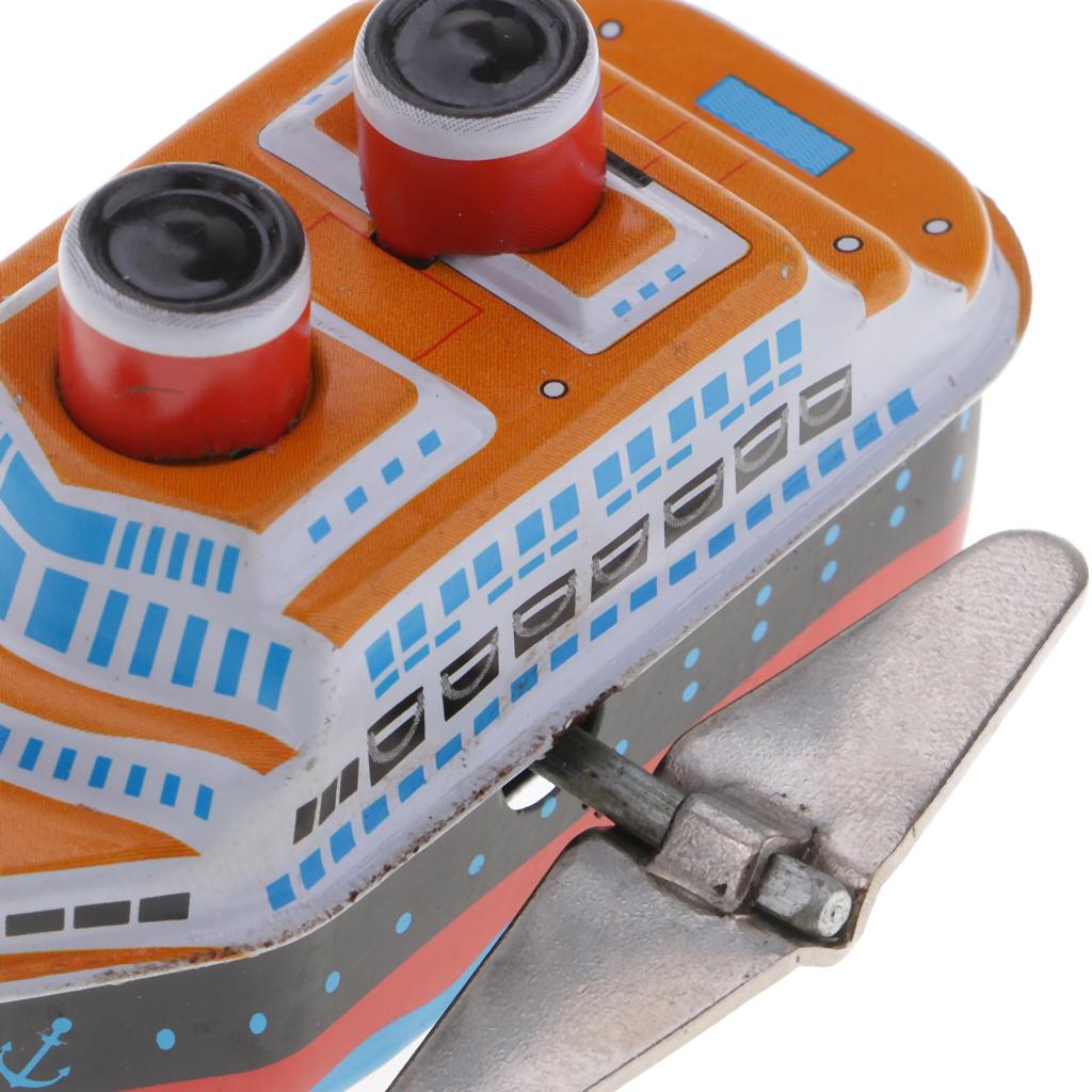Funny Retro Wind-up Tin Toys Cruise ship Mini Vessel Tintoy for Kids Gift A