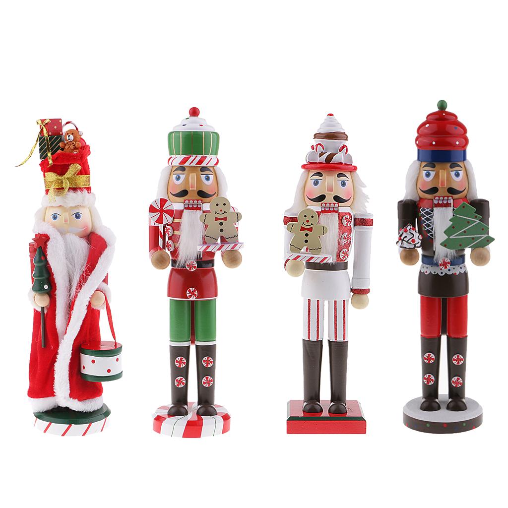36cm Wooden Nutcracker Solider Figure Model Puppet Doll Home Office Decor A