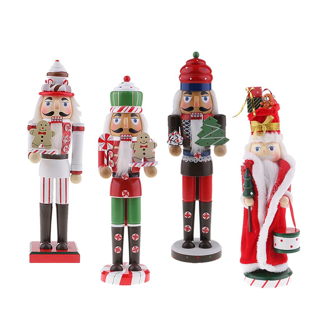 36cm Wooden Nutcracker Solider Figure Model Puppet Doll Home Office Decor A