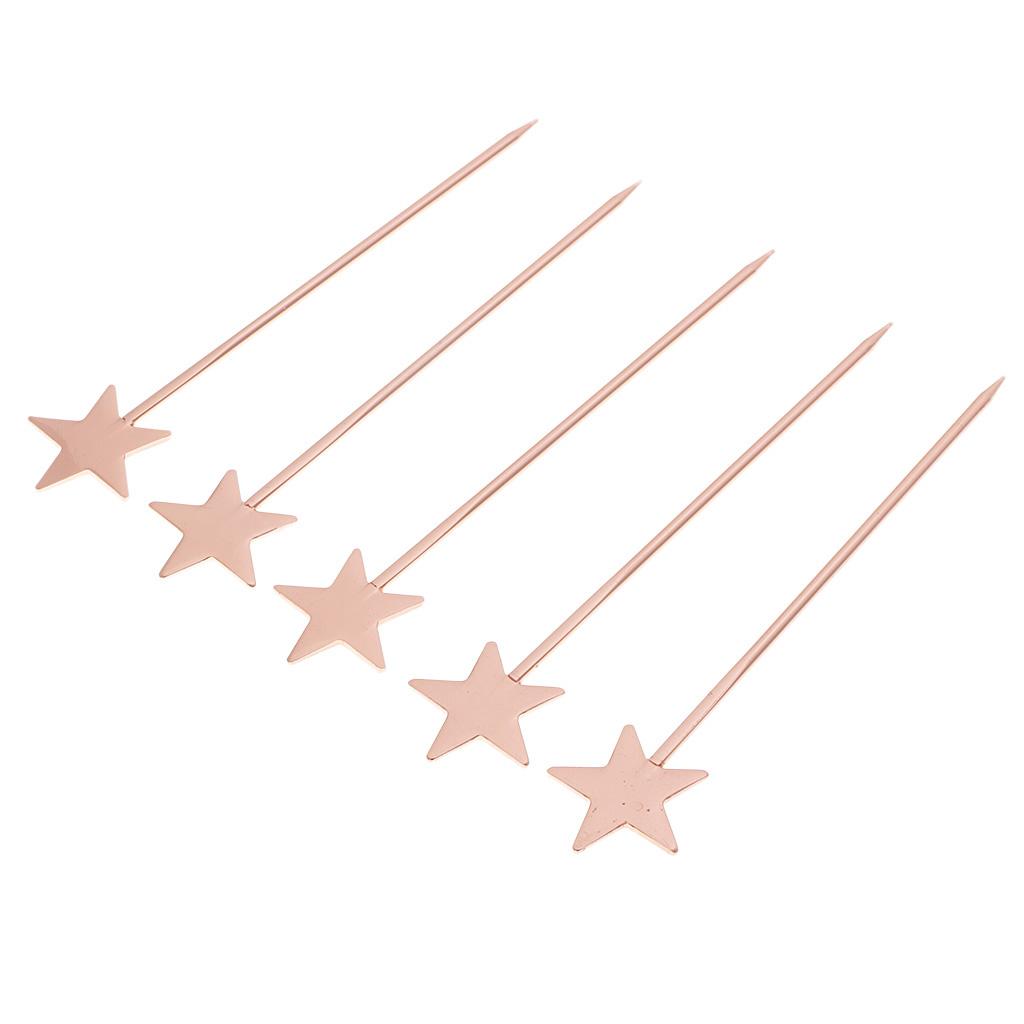 5PCS Stainless Steel Cocktail Picks Martini Fruit Stick for Party Copper