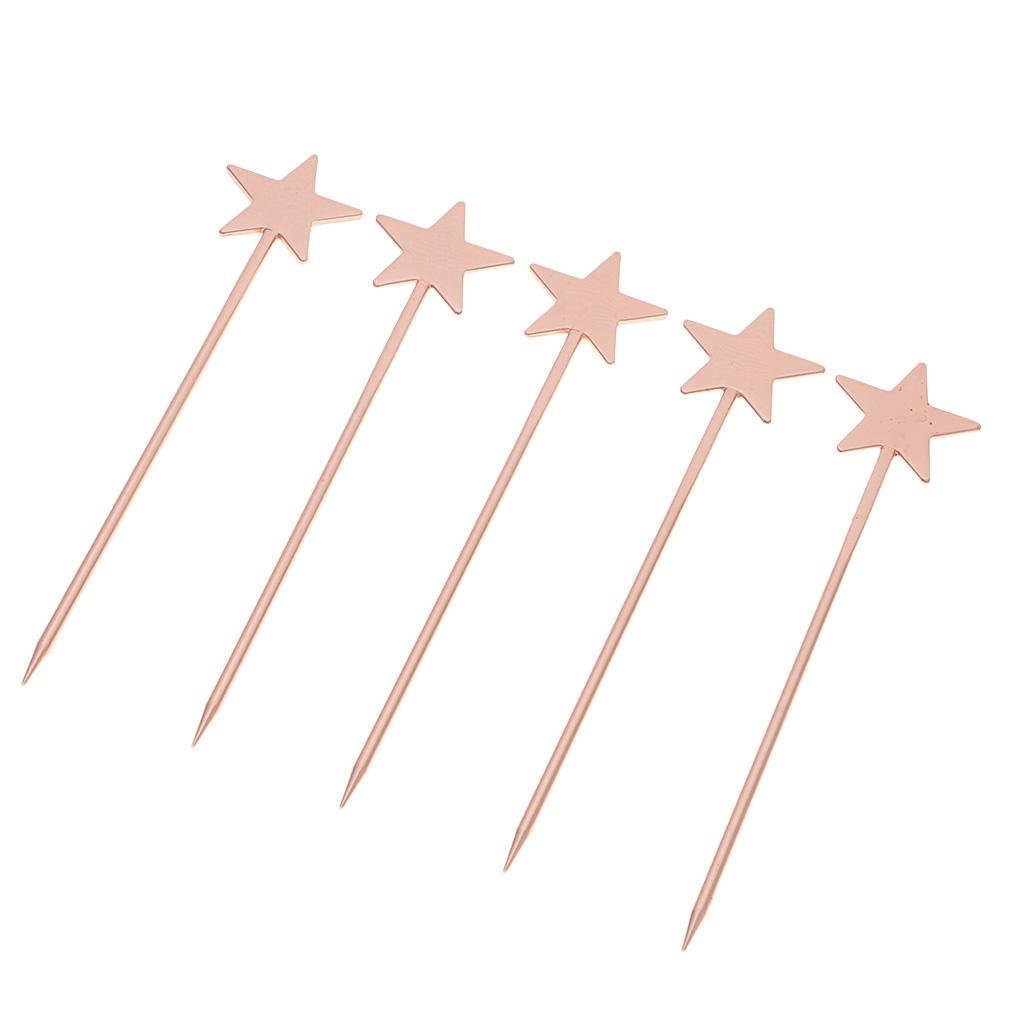5PCS Stainless Steel Cocktail Picks Martini Fruit Stick for Party Copper