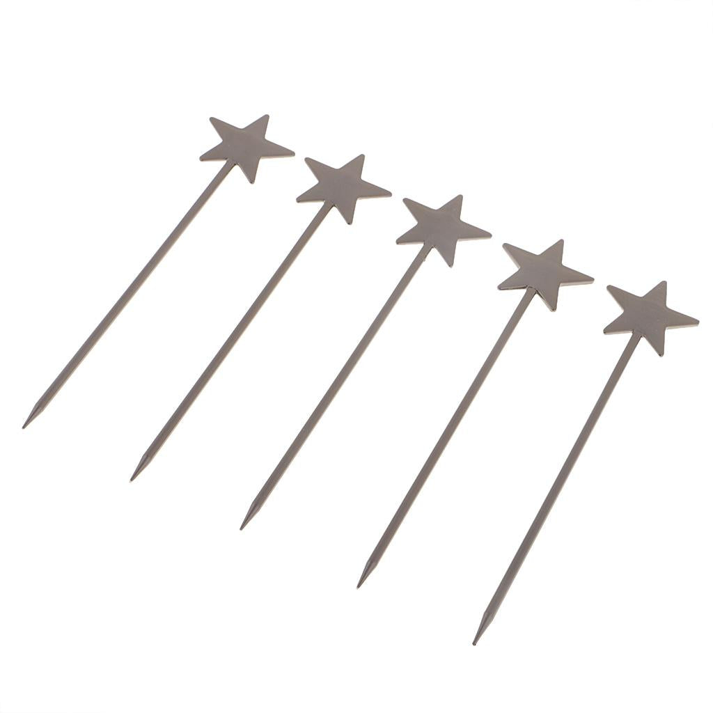 5PCS Stainless Steel Cocktail Picks Martini Fruit Stick for Party Black