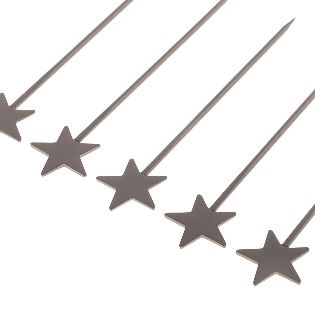 5PCS Stainless Steel Cocktail Picks Martini Fruit Stick for Party Black