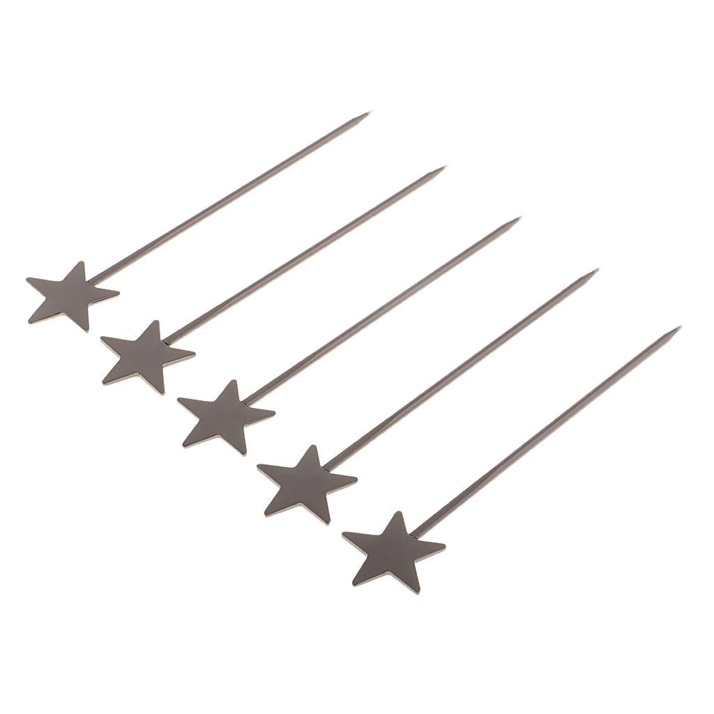 5PCS Stainless Steel Cocktail Picks Martini Fruit Stick for Party Black