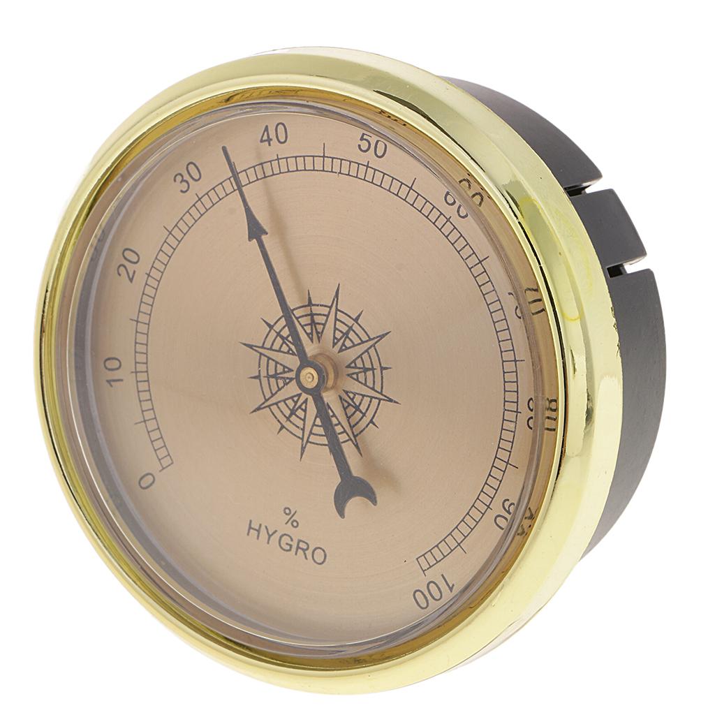 High Accuracy Round Golden Frame Hygrometer for Cigar Box Case Humidor Test