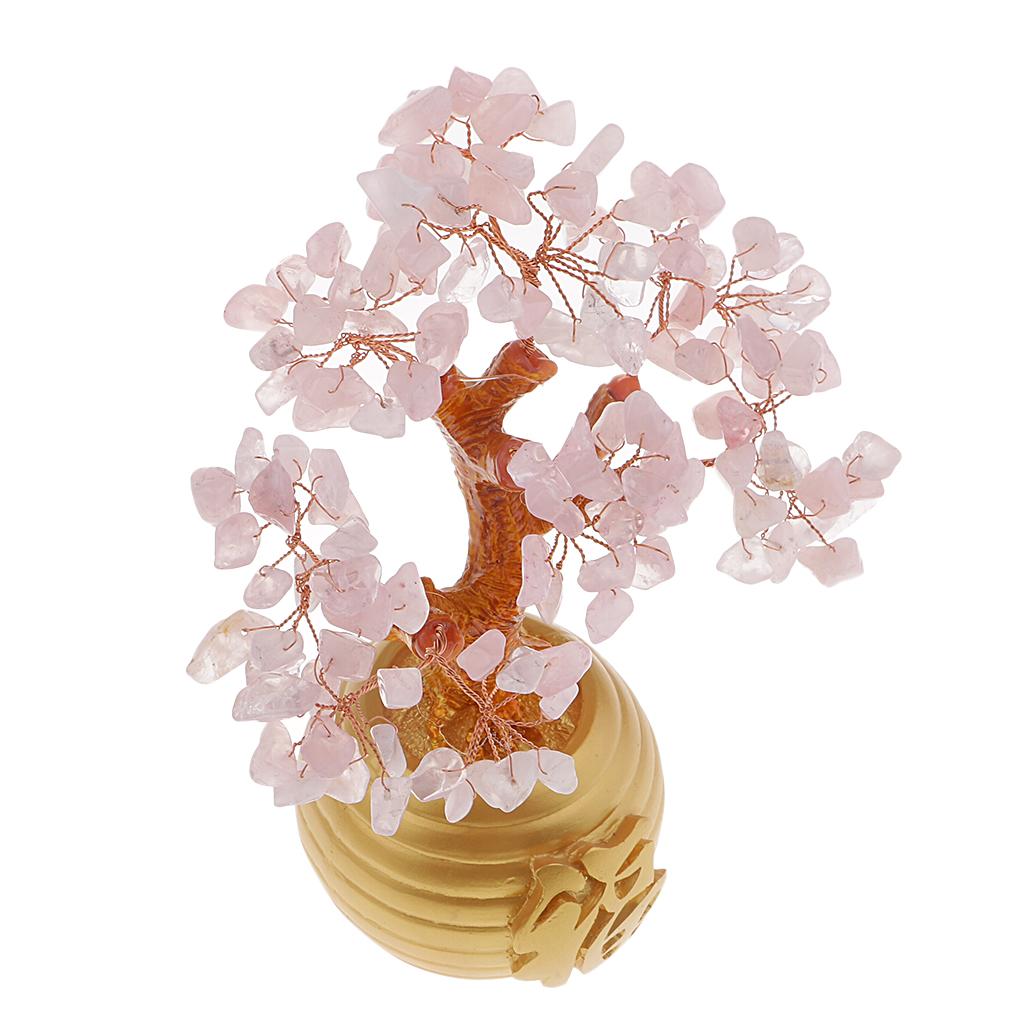 Wealth Lucky Money Tree Feng Shui Crystal Plastic Tree Home Decor Pink