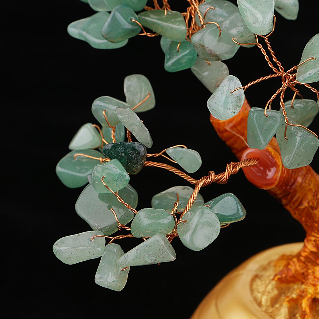 Wealth Lucky Money Tree Feng Shui Crystal Plastic Tree Home Decor Green