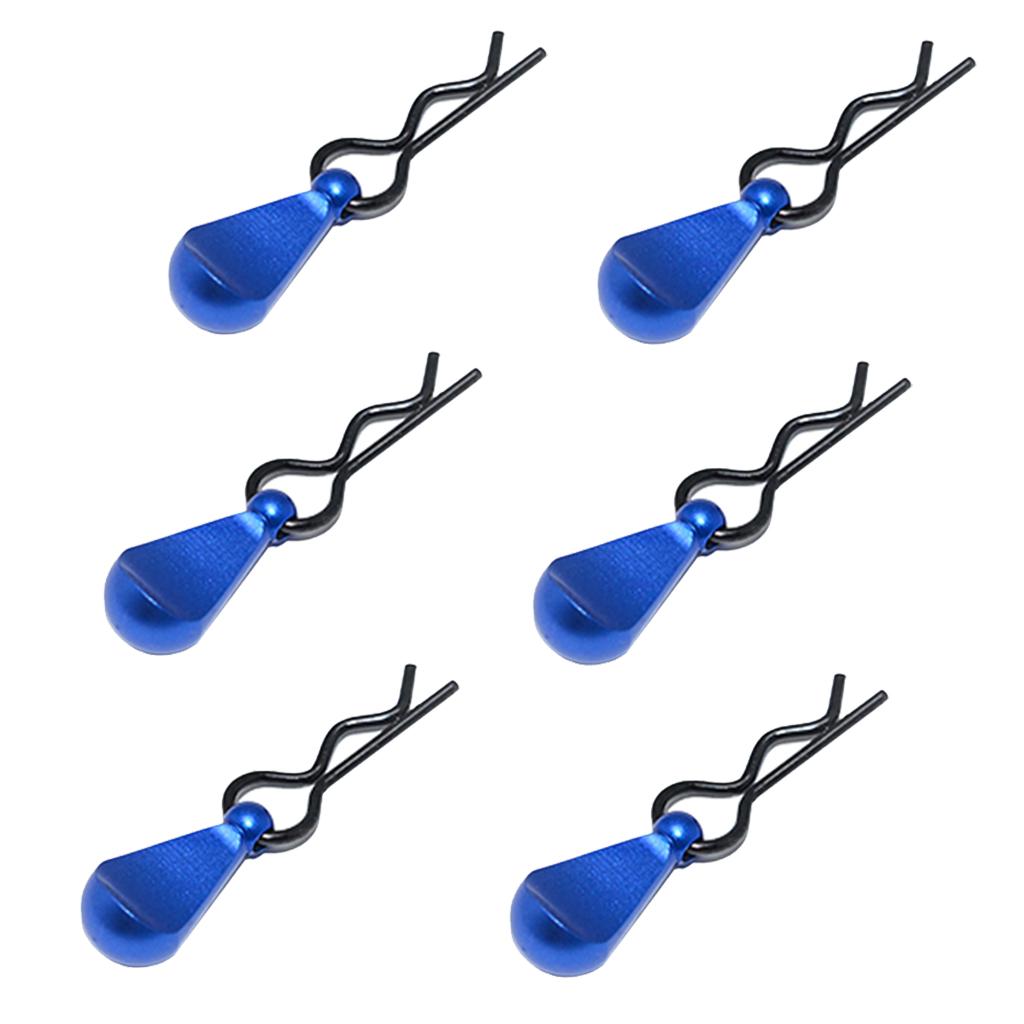 6x Metal Body Clip R-Shape Pins with Pull Tabs for 1/8 and 1/10 Scale RC Car