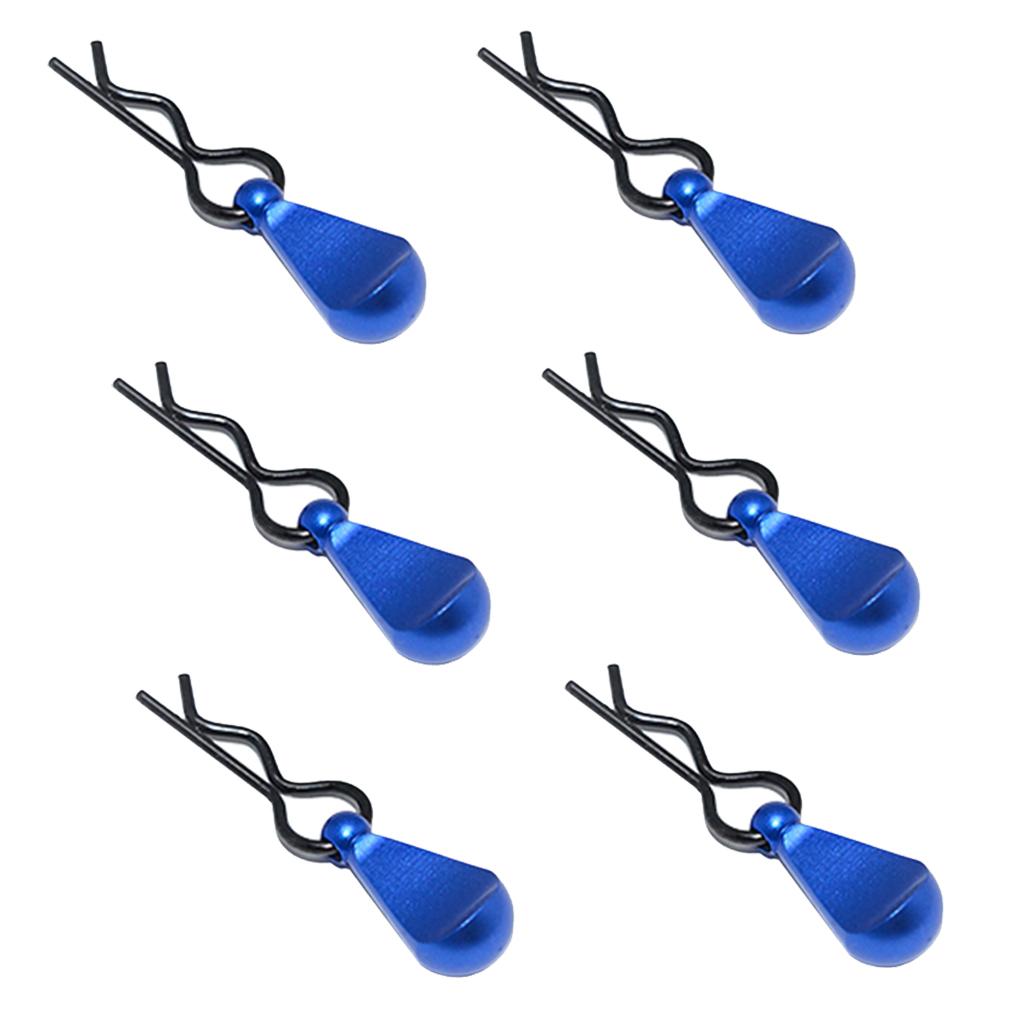 6x Metal Body Clip R-Shape Pins with Pull Tabs for 1/8 and 1/10 Scale RC Car