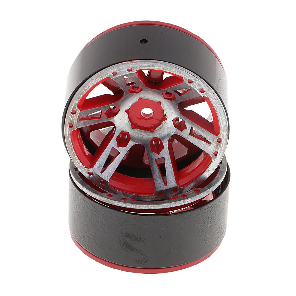 4-Pack Aluminum 1.9 Inch Beadlock Wheel Rims for 1/10 RC Rock Crawler Red