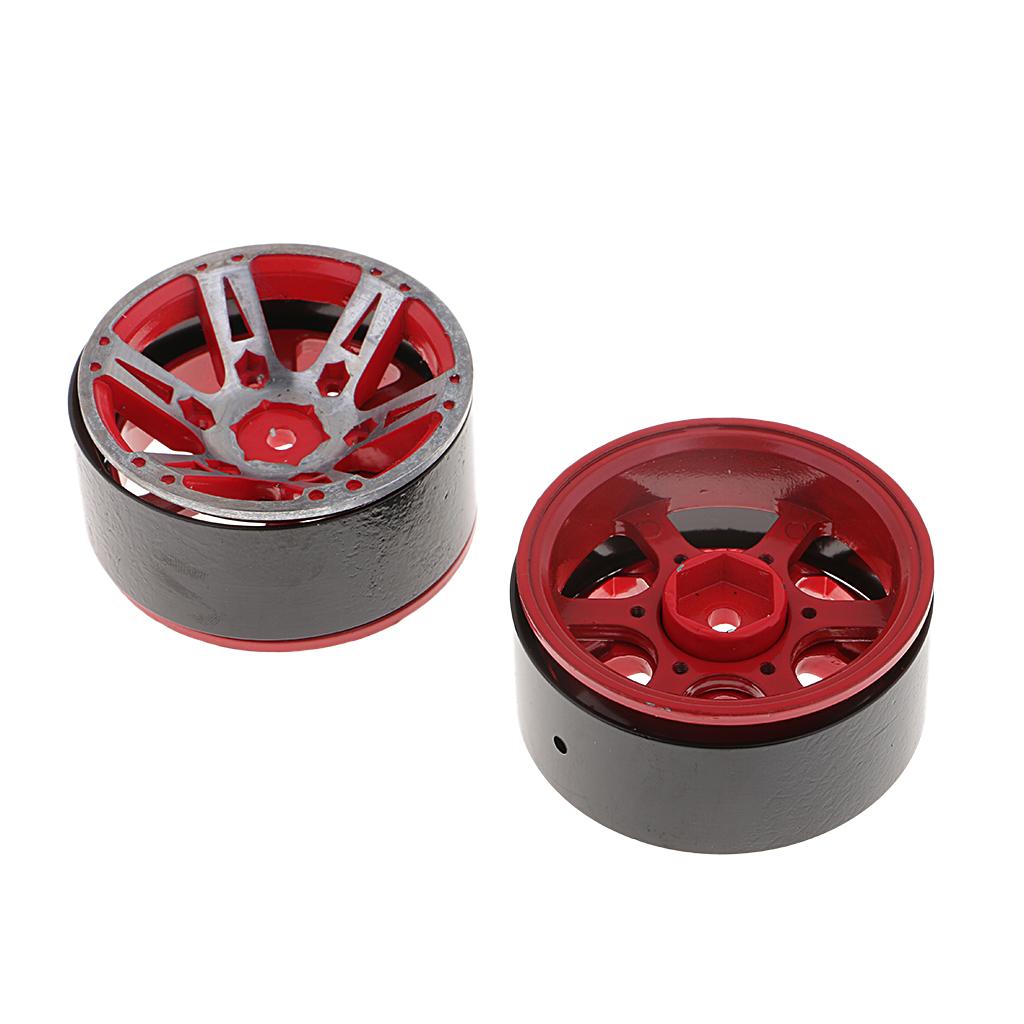 4-Pack Aluminum 1.9 Inch Beadlock Wheel Rims for 1/10 RC Rock Crawler Red