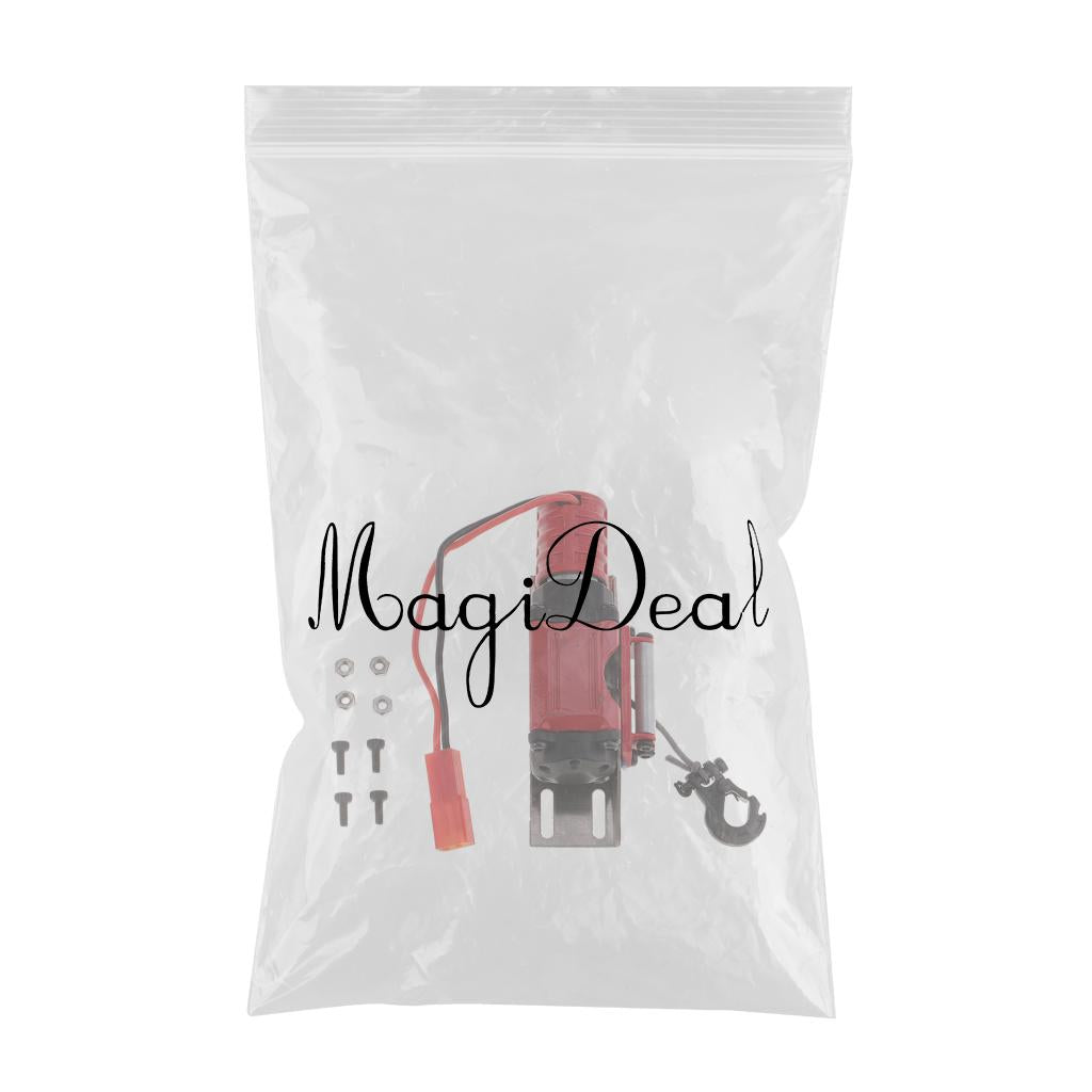 Steel Wired Automatic Winch for 1/10 RC Rock Crawler D90 SCX10 TRX-4 Red