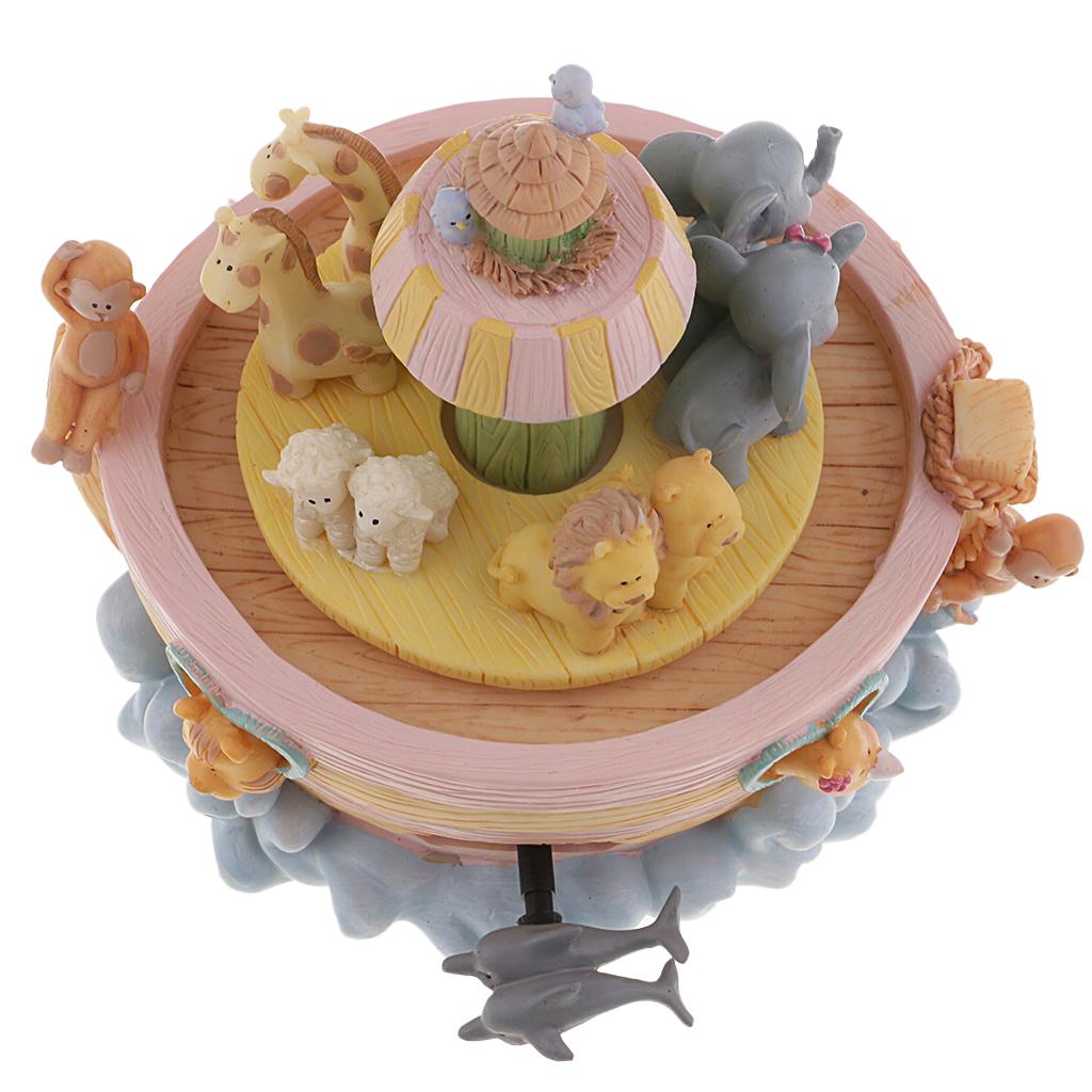 Wind Up Cartoon Animal Rotating Music Box for Kids Girl Birthay Wedding Gift