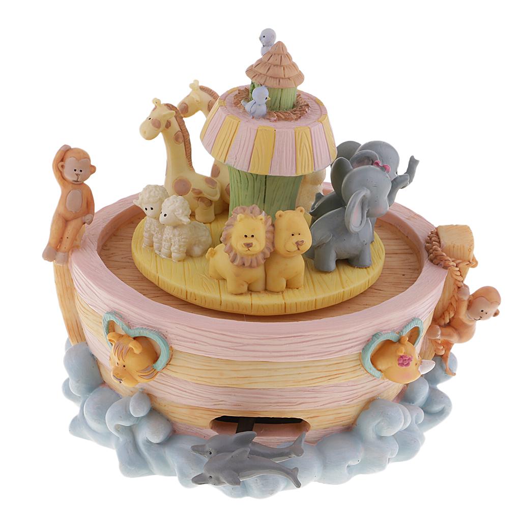 Wind Up Cartoon Animal Rotating Music Box for Kids Girl Birthay Wedding Gift