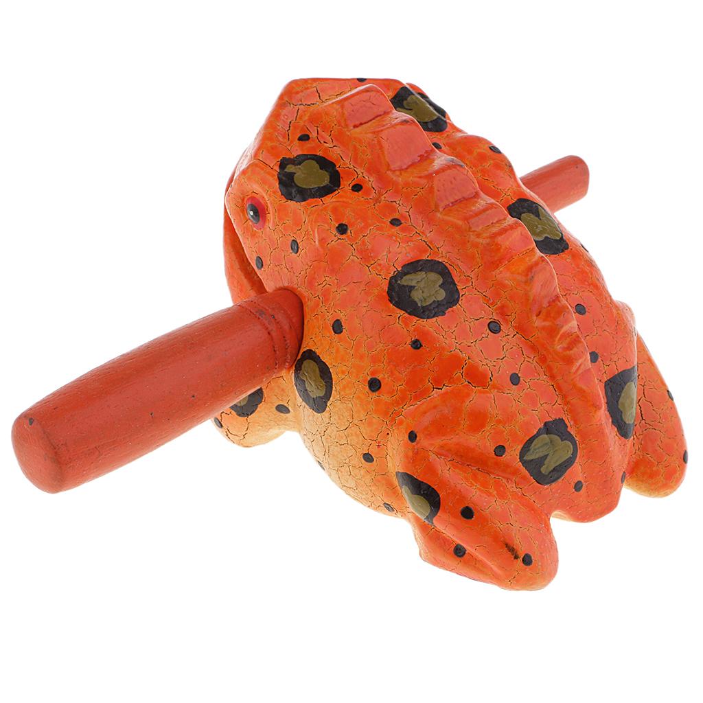 Wooden Frog Musical Instrument Thailand Traditional Craft Lucky Frog Orange