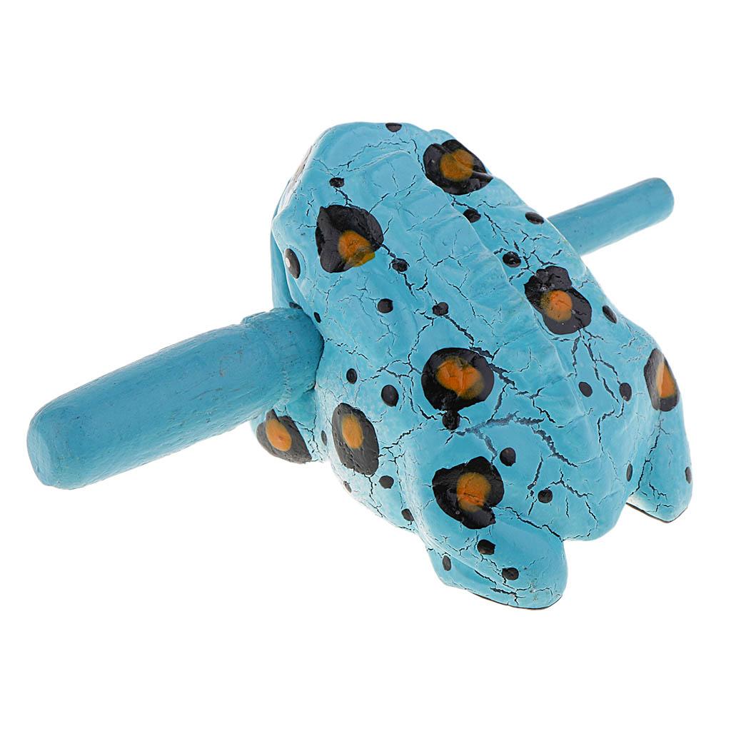 Traditional Craft Wooden Luck Frog Art Figurines Home Ornaments Blue