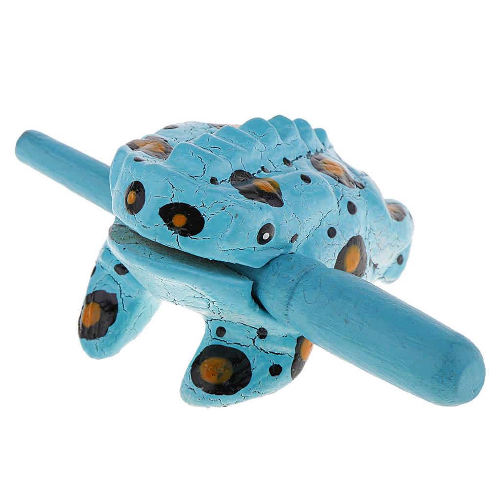 Traditional Craft Wooden Luck Frog Art Figurines Home Ornaments Blue