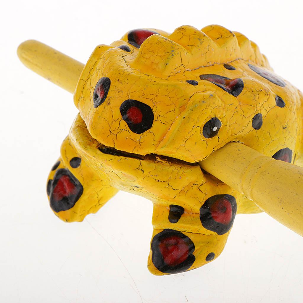 Traditional Craft Wooden Luck Frog Art Figurines Home Ornaments Yellow
