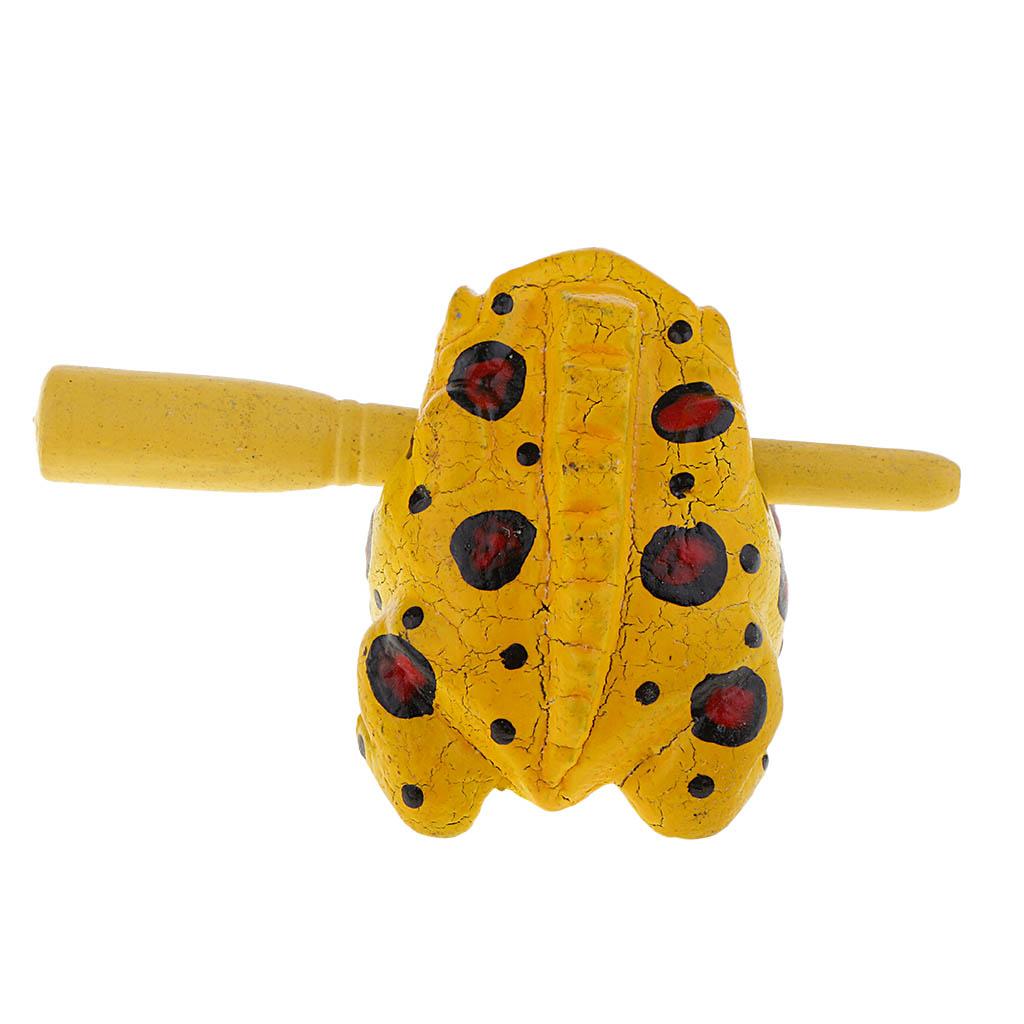 Traditional Craft Wooden Luck Frog Art Figurines Home Ornaments Yellow