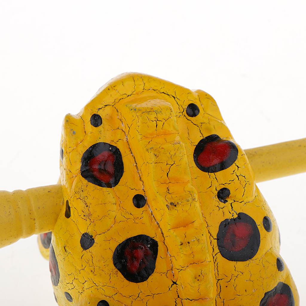 Traditional Craft Wooden Luck Frog Art Figurines Home Ornaments Yellow