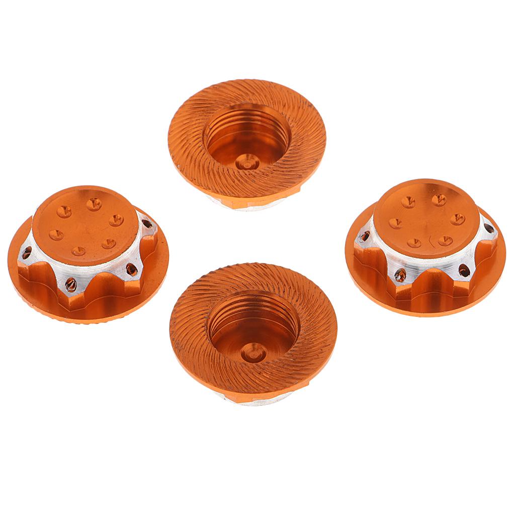 4Pcs Aluminum Wheel Hub Cover 17mm Hex Nut for RC 1/8 Model Car Parts Orange