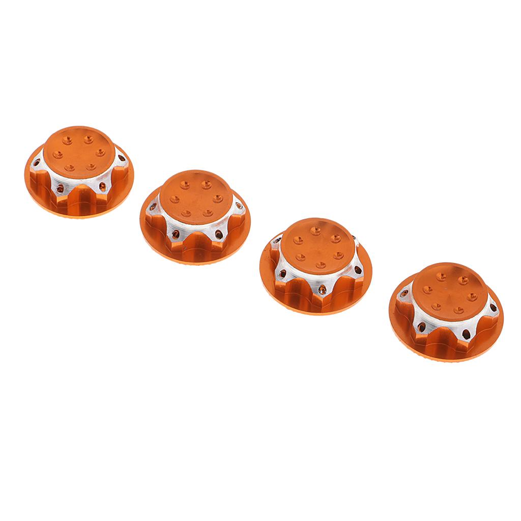 4Pcs Aluminum Wheel Hub Cover 17mm Hex Nut for RC 1/8 Model Car Parts Orange