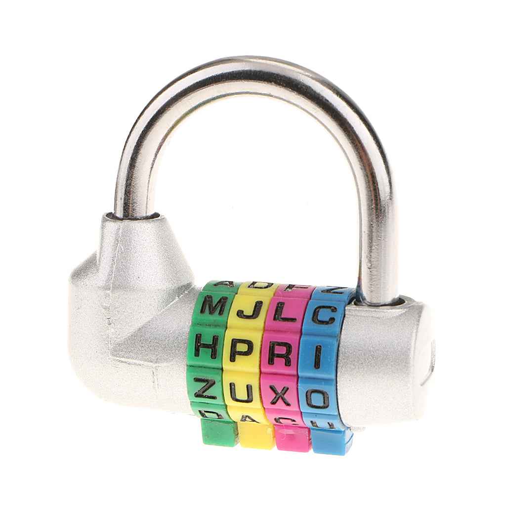 4 Digit Dial Letter Combination Padlock Travel Luggage Suitcase Lock Silver