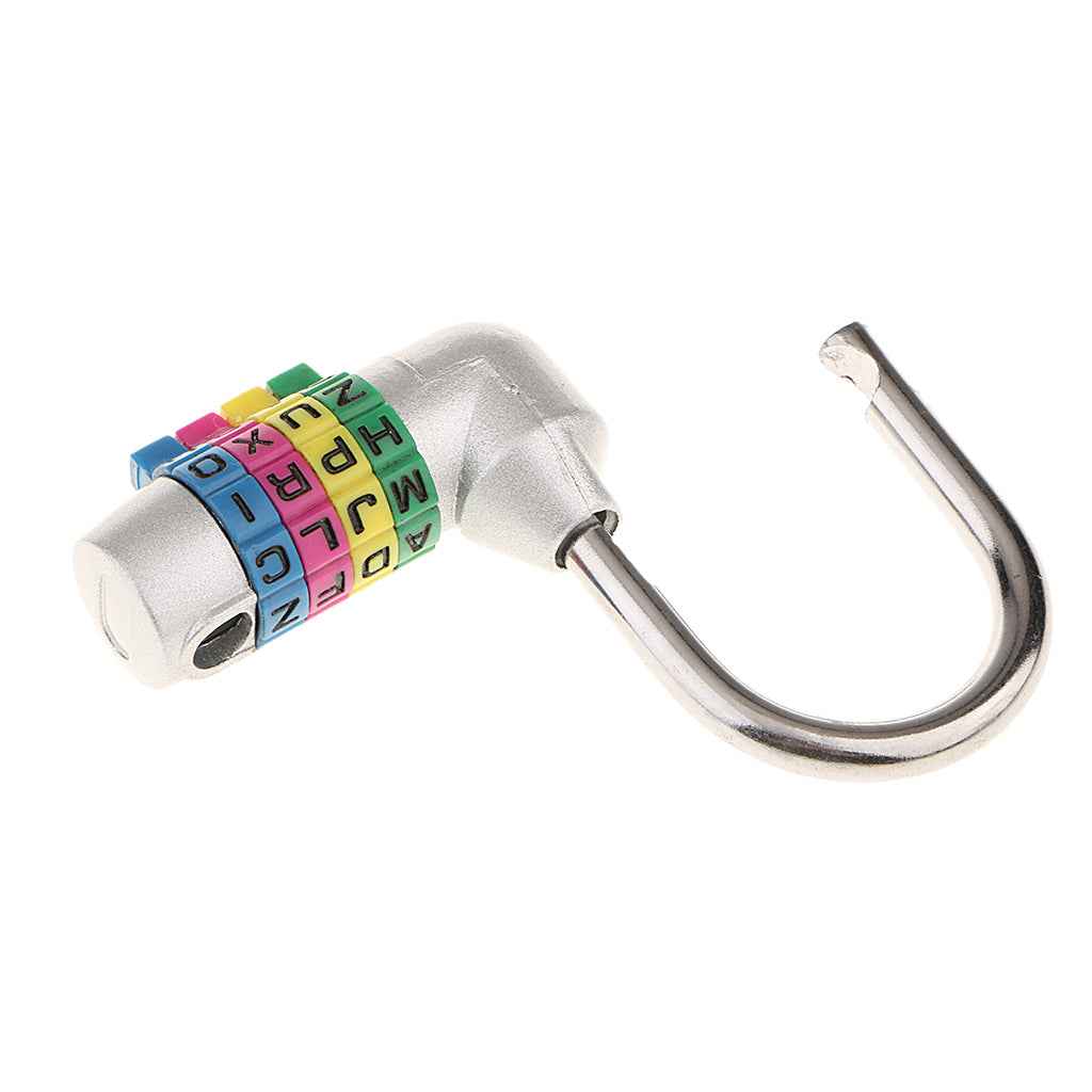 4 Digit Dial Letter Combination Padlock Travel Luggage Suitcase Lock Silver