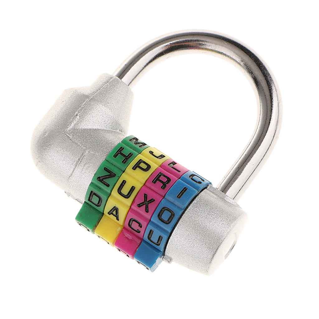4 Digit Dial Letter Combination Padlock Travel Luggage Suitcase Lock Silver