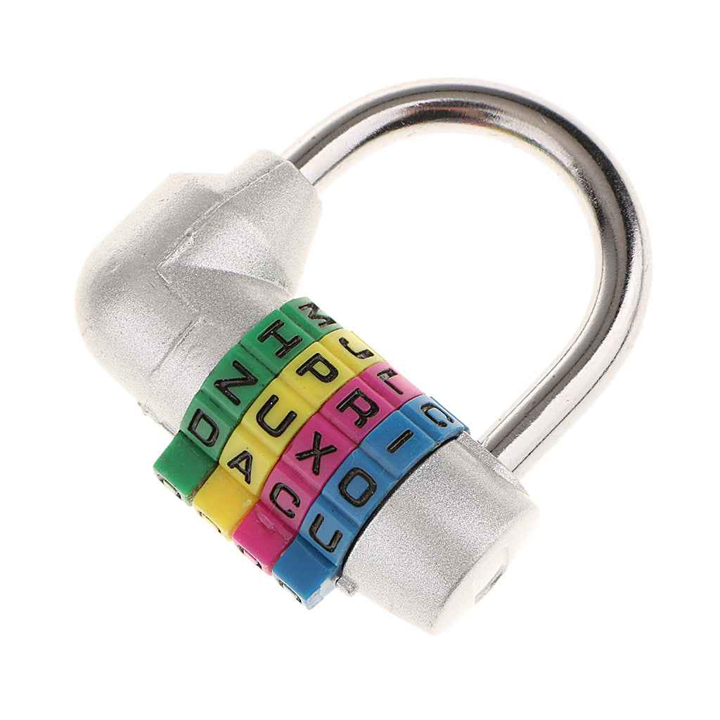 4 Digit Dial Letter Combination Padlock Travel Luggage Suitcase Lock Silver
