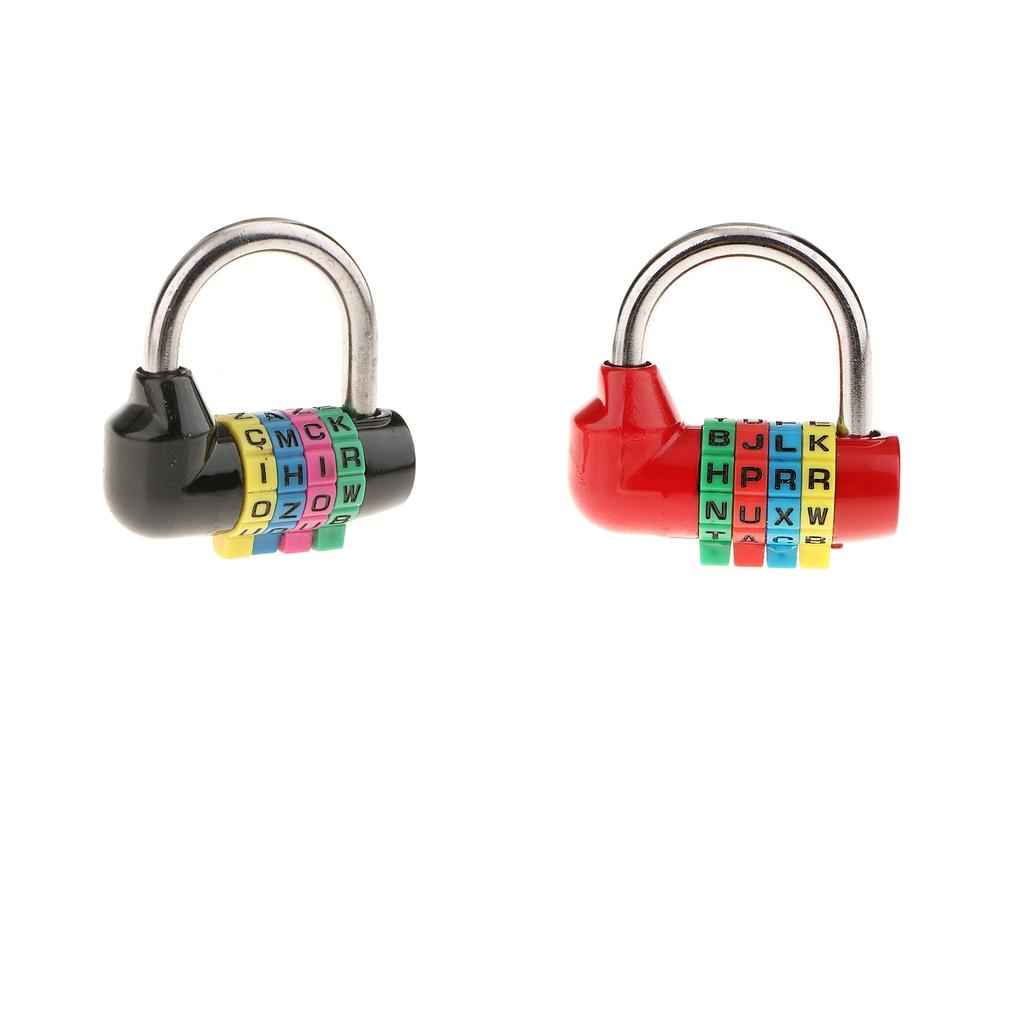 4 Digit Dial Letter Combination Padlock Travel Luggage Suitcase Lock Black