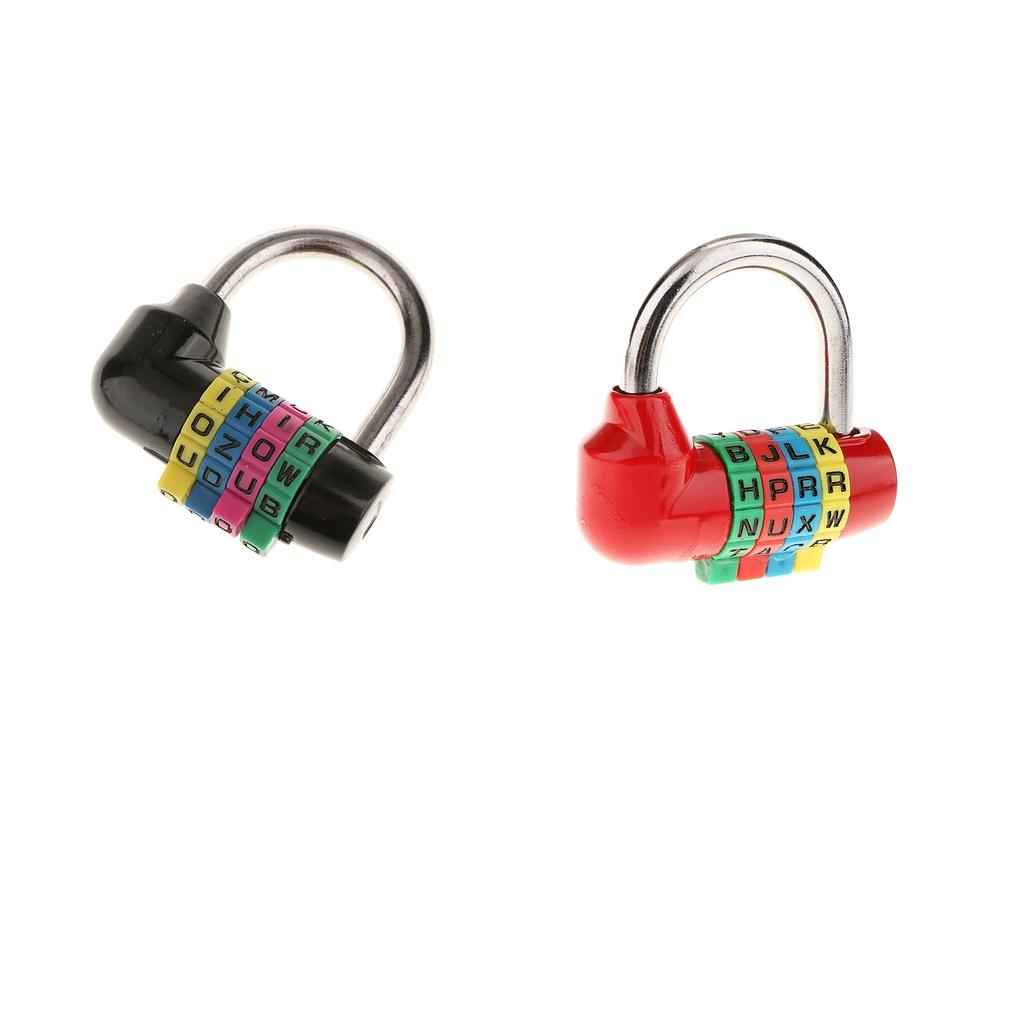 4 Digit Dial Letter Combination Padlock Travel Luggage Suitcase Lock Black