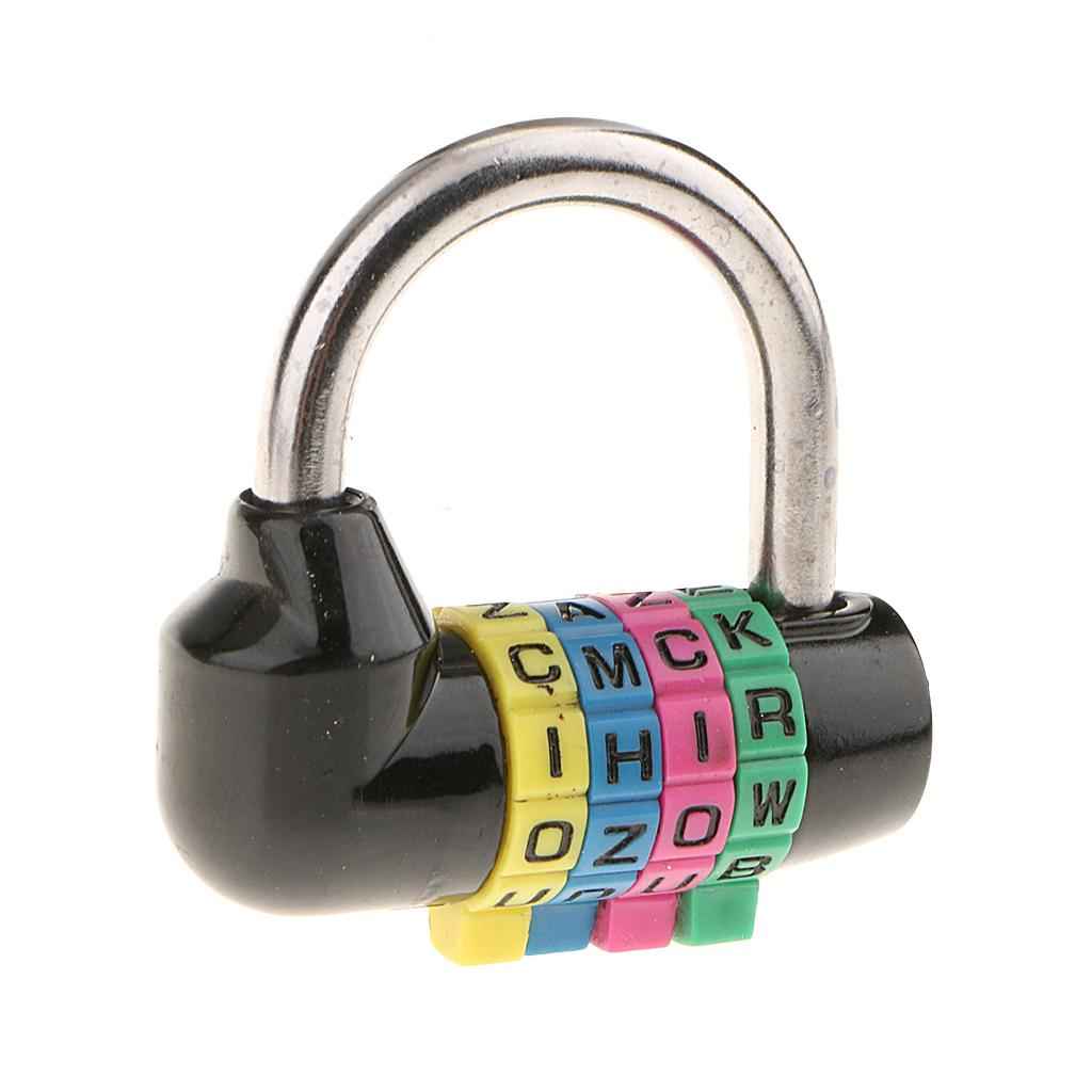 4 Digit Dial Letter Combination Padlock Travel Luggage Suitcase Lock Black