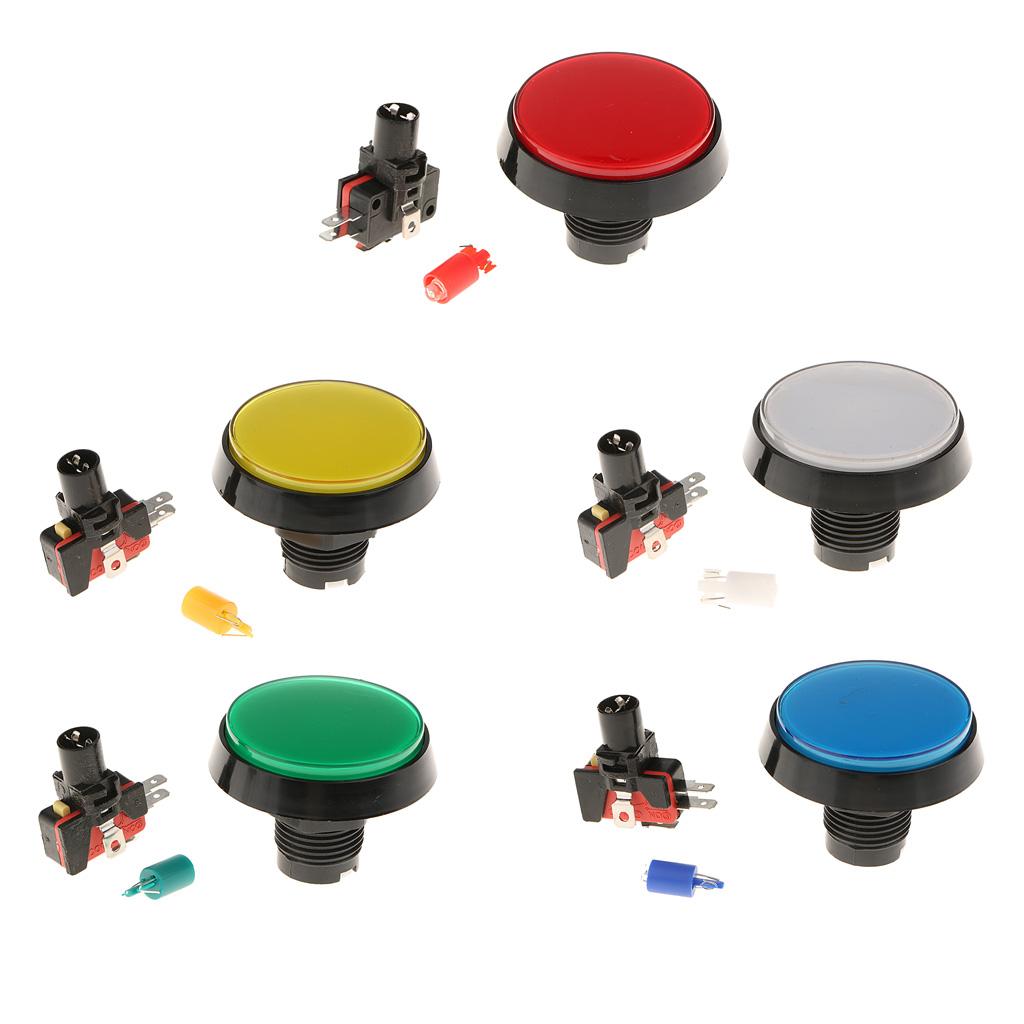 60mm Round Game Machine Arcade Push Button LED Illuminated+Switch 12V White