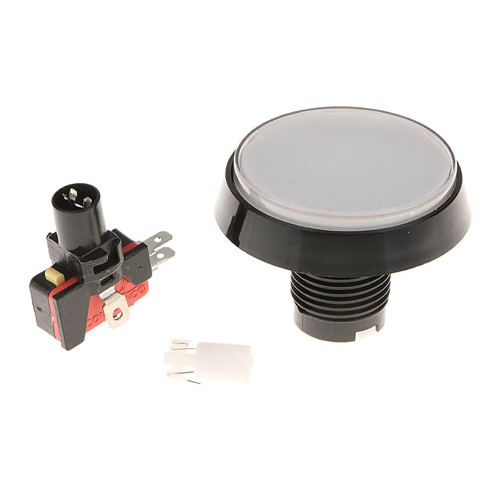 60mm Round Game Machine Arcade Push Button LED Illuminated+Switch 12V White