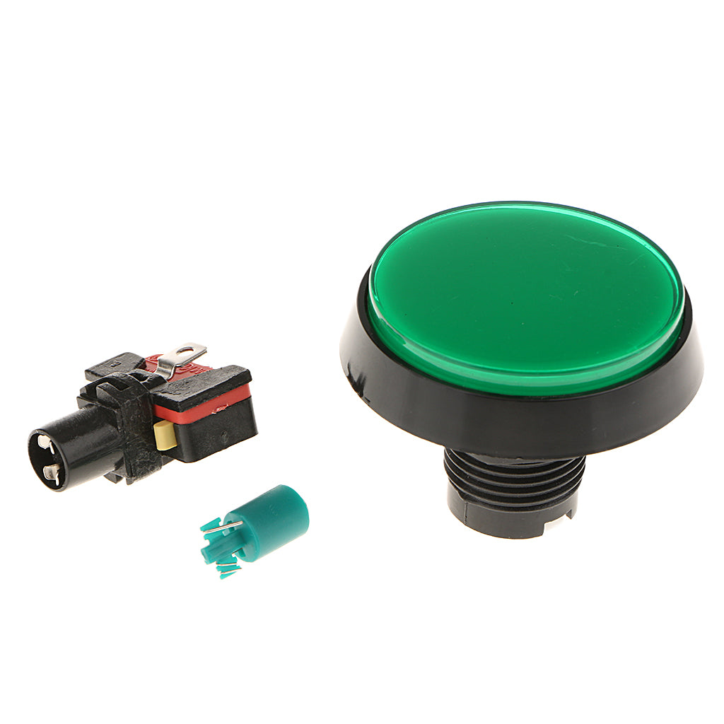 60mm Round Game Machine Arcade Push Button LED Illuminated & Switch DC12V Green