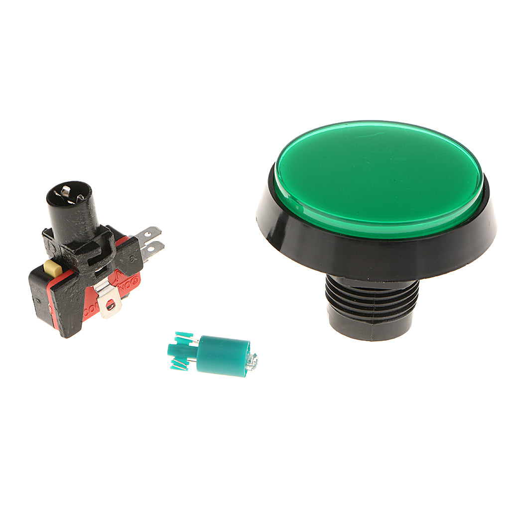 60mm Round Game Machine Arcade Push Button LED Illuminated & Switch DC12V Green