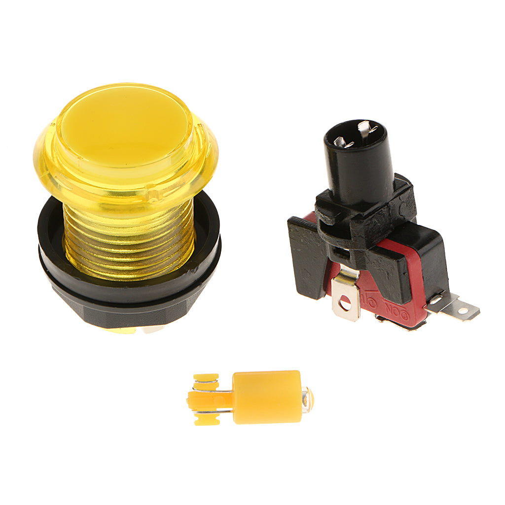 32mm Round Game Machine Arcade Push Button LED Illuminated & Switch DC12V Yellow