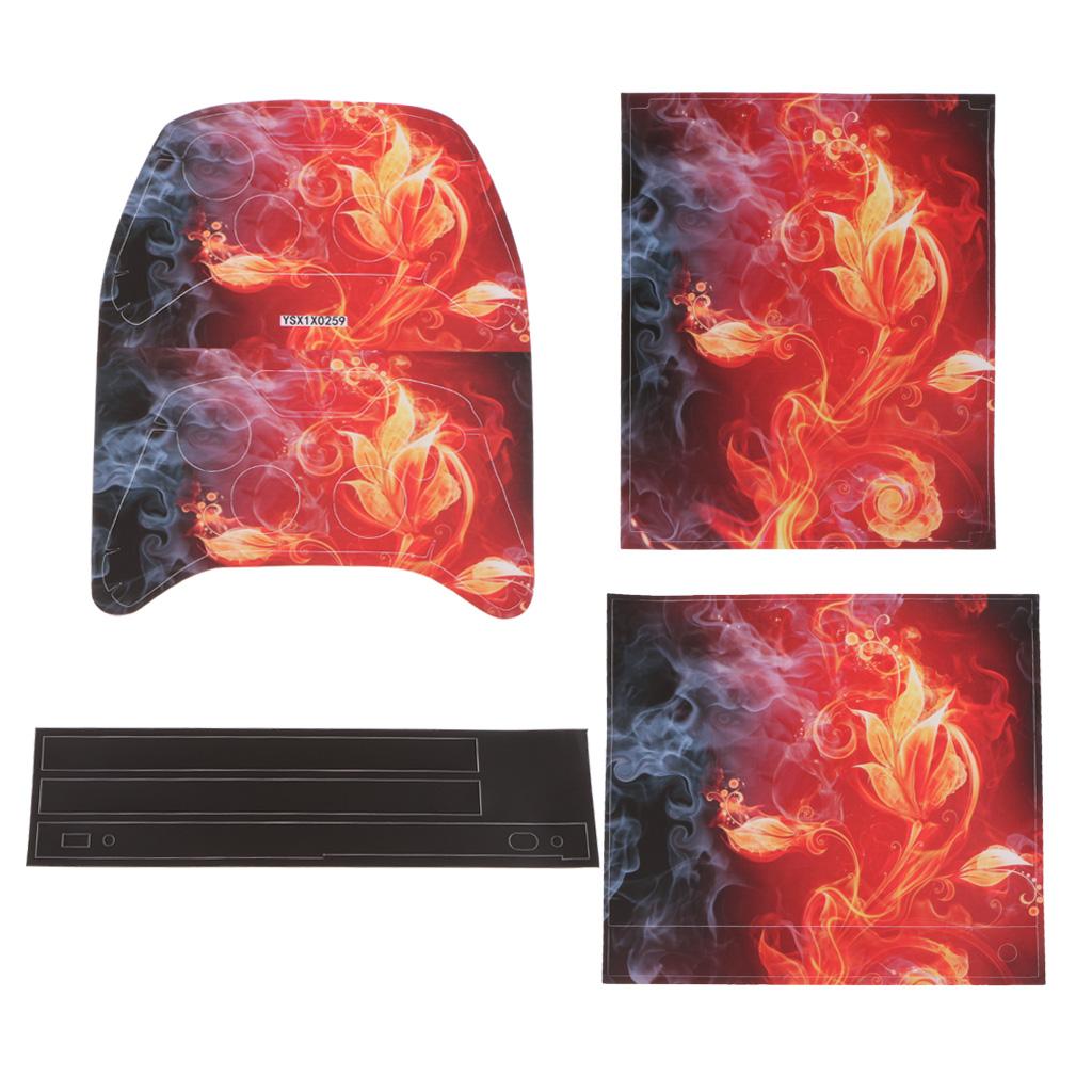 For One X Console Skin Decal Sticker+2 Controller Skin Fire