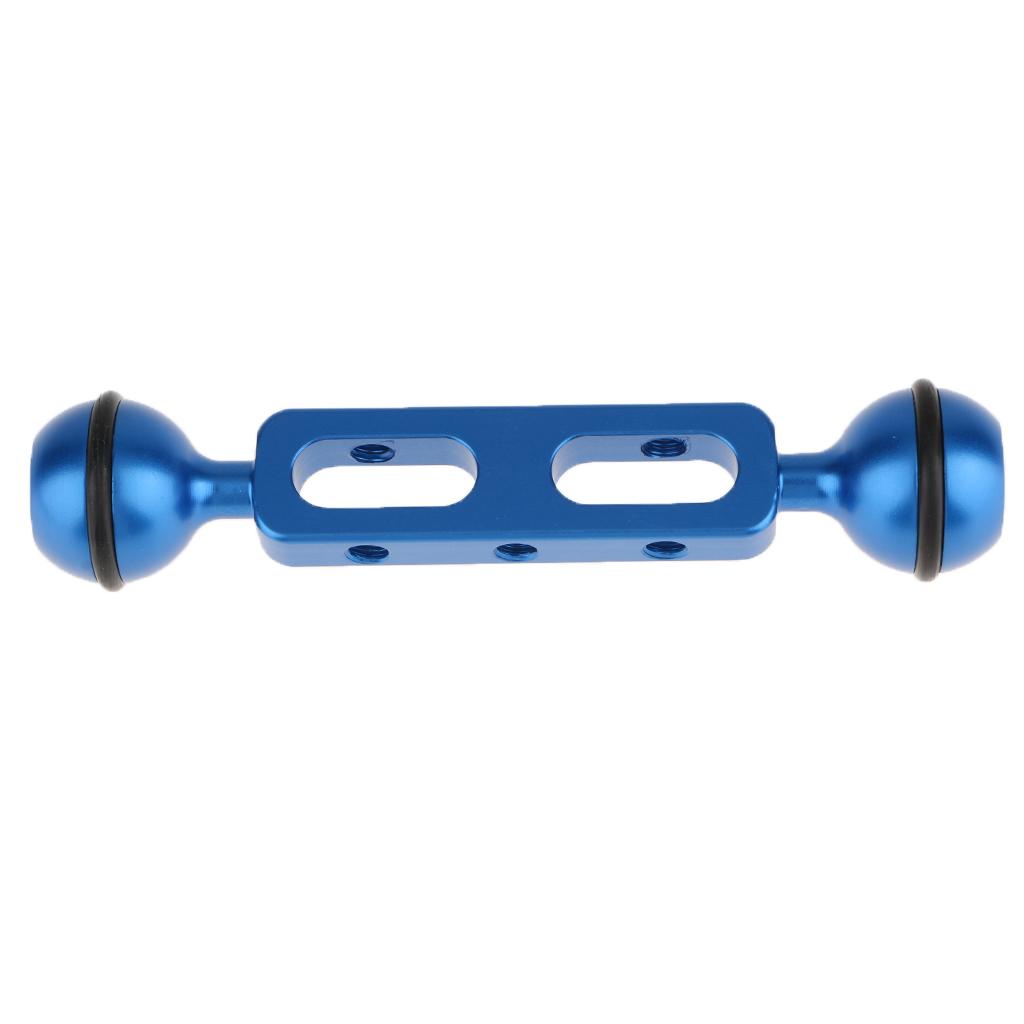 Dual Ball Arm for Connecting Strobe Video Light to Underwater Housing Blue