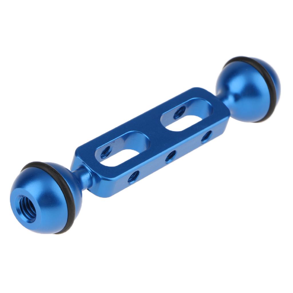 Dual Ball Arm for Connecting Strobe Video Light to Underwater Housing Blue