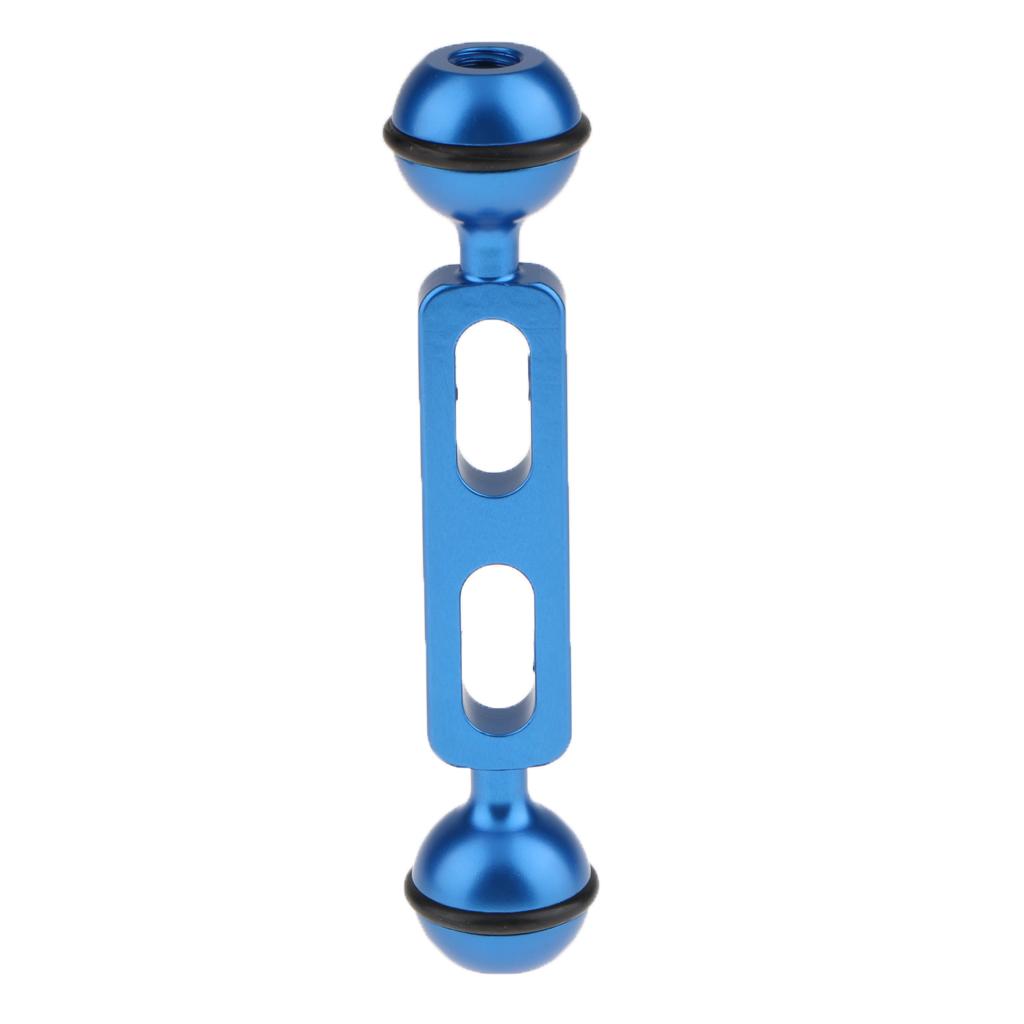 Dual Ball Arm for Connecting Strobe Video Light to Underwater Housing Blue