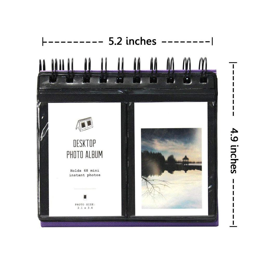 Calendar Vertical Flip Photo Album Self Adhesive Memo Book 68 3 Purple"