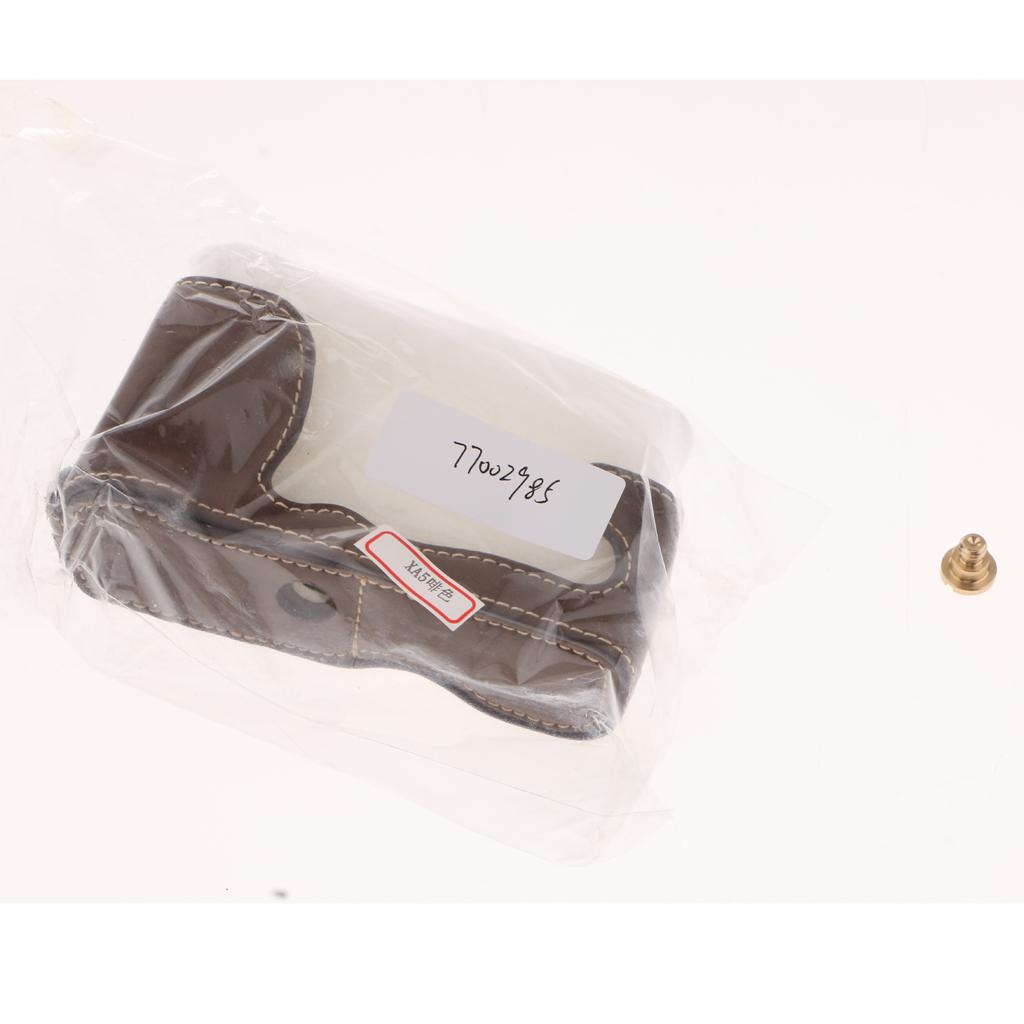 PU Leather Camera Bag Half Body Set Case Cover for Fujifilm X-A5 XA5 Coffee
