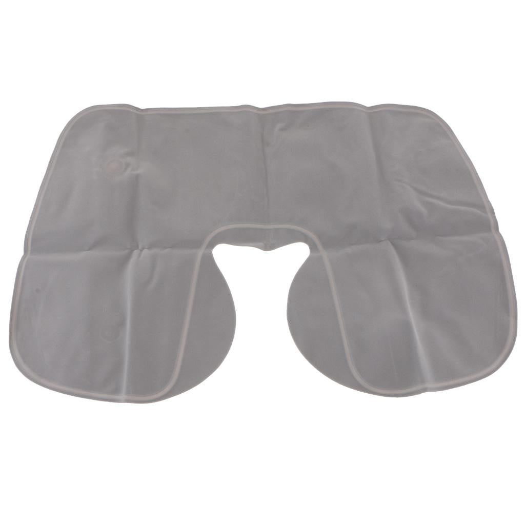 Inflatable U Shaped Neck Pillow Travelling Car Air Head Rest Cushion-Grey