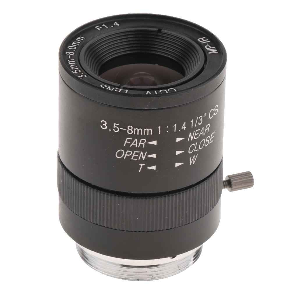 3.5mm to 8mm 3MP f/1.4 Varifocal CS C-Mount Manual IRIS Zoom Lens