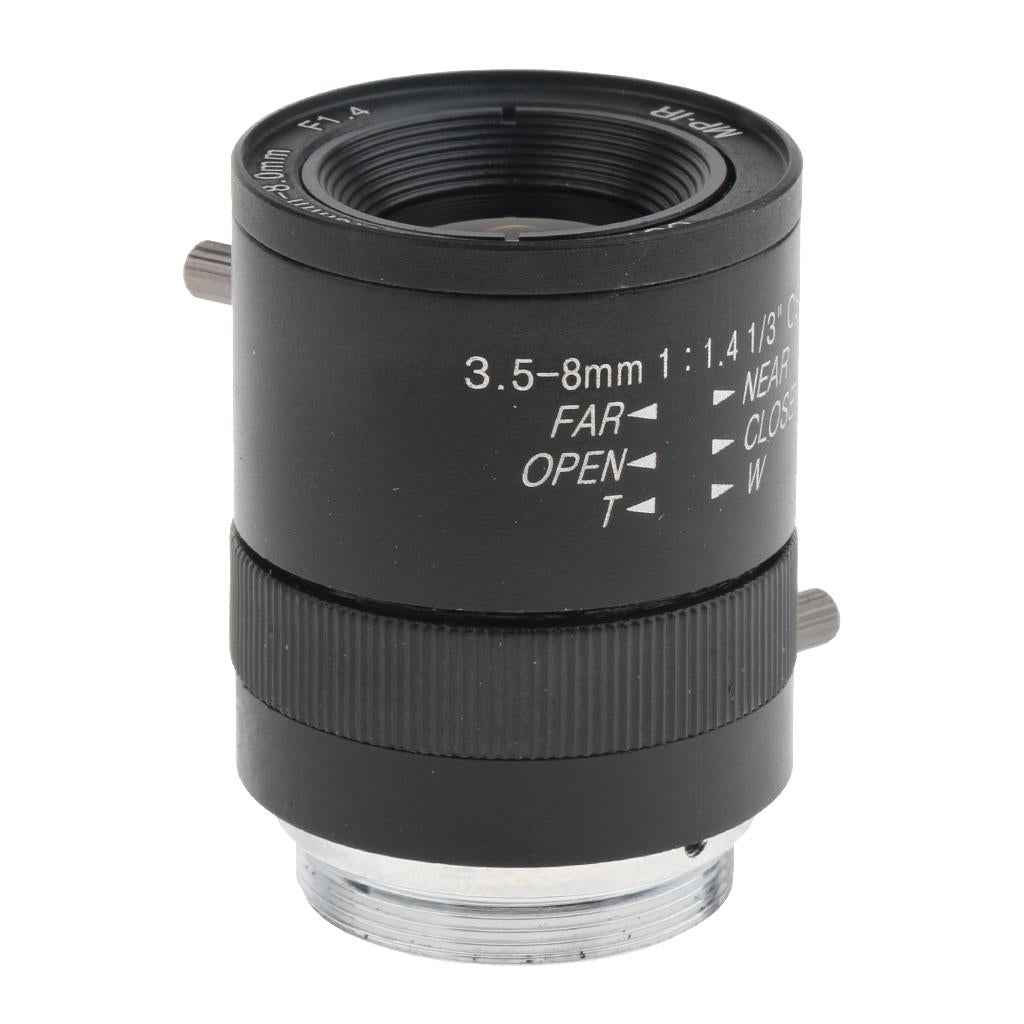 3.5mm to 8mm 3MP f/1.4 Varifocal CS C-Mount Manual IRIS Zoom Lens