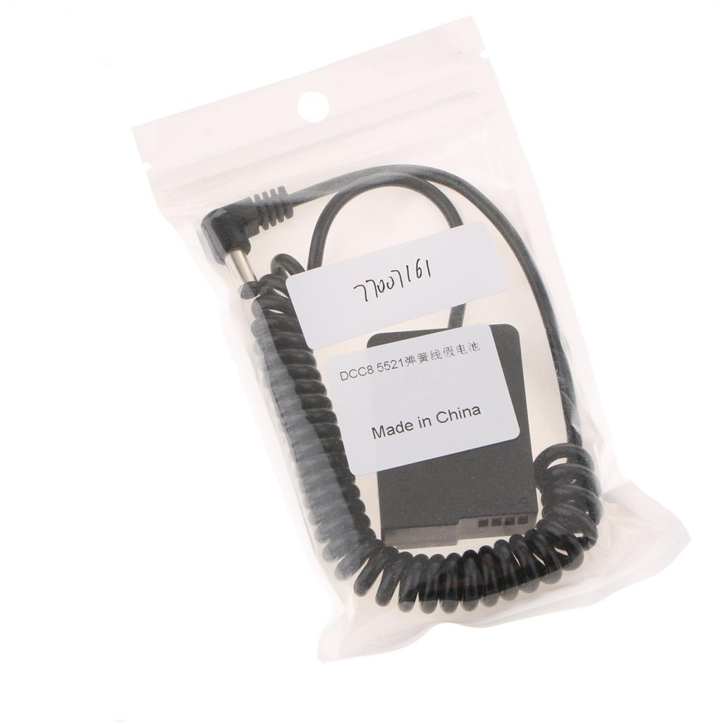 Spiral Coiled Wire 5.5x2.1mm DMW-DCC8 BLC-12 DC Coupler for Panasonic Lumix